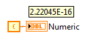 Image of LabVIEW source code showing the machine epsilon constant returning 2.22E-16