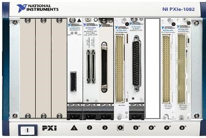 A PXI chassis populated with some cards